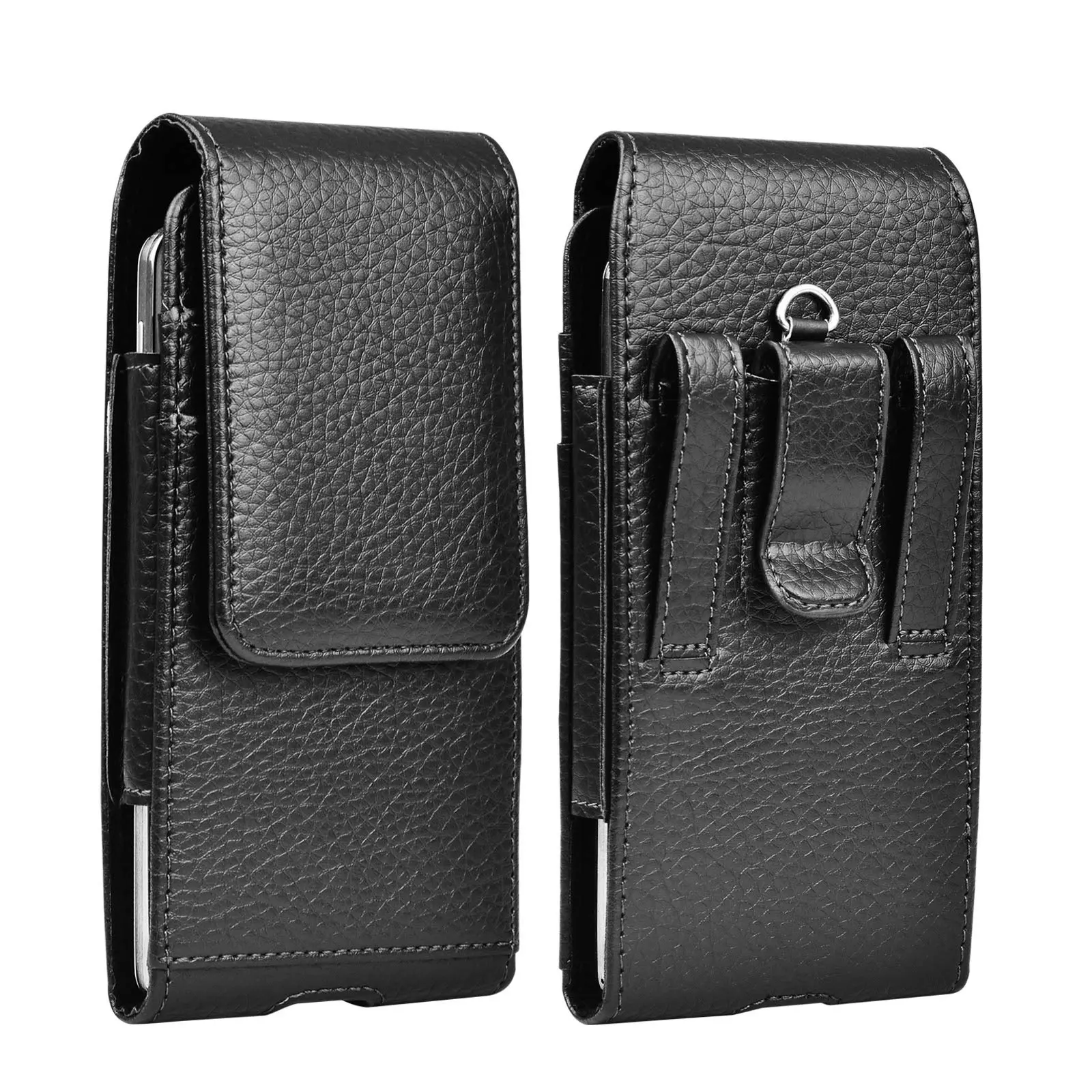 Factory Directly Supply Cell Phone Holster PU Leather Belt Clip Holster Pouch Holder Carrying Case Black Belt Loops Compatible