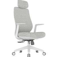 Chaise de bureau exécutive moderne JOHOOFURNITURE en maille avec support lombaire, appui-tête, base pivotante à cinq branches, dossier haut, gris, ergonomique, fabriquée en usine
