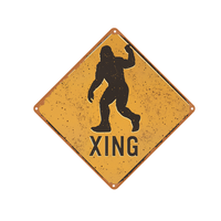 Grappige Bigfoot Sasquatch Crossing Metalen Tin Bord Vierkant Retro Waarschuwingsbord voor Garage Bar Game Room Wall Decor Gift