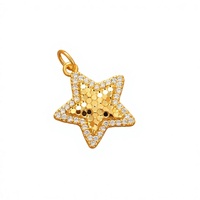 Pendentif en cuivre électroplaqué éco-responsable, incrusté de zircon, en forme d'étoile à cinq branches, fabriqué avec précision par CNC, pour le commerce transfrontalier Europe-Amérique