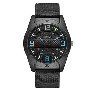 7205 패션 블랙 패브릭 스트랩 남성 시계 럭셔리 남성 가죽 시계 montre luxe homme