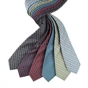 Concevez vos propres couleurs personnalisées Cravate de cou en soie imprimée numérique 100% à la main Fabricant de motifs de corde Cravates géométriques pour hommes