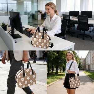 Lifestyle Bags Food Delivery Brown Insulation Tote Hawaii Flower Print Custom Logo Quilted Polyester Cooler Bag for Women - Product Image 6
