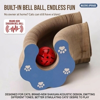 Griffoir magnétique pliable pour chat en carton alvéolé rouge, avec boule sonore froissée, jouet interactif et ludique pour le griffage et la détente des animaux de compagnie