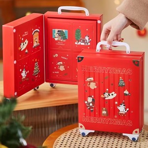 Wholesale Custom Red Christmas Gift Box Creative Blind <strong>Suitcase</strong> Design Premium Kraft <strong>Cardboard</strong> Paper Packaging Offset Printing - Product Image 5