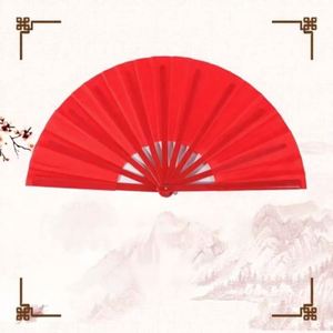 Abanico Cuadrado de Plástico Rojo de 8 Pulgadas para Artes Marciales, Diseño Pintado, Estilo Clásico para Tai Chi, Kung Fu, Danza, Niños - Product Image 1
