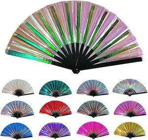 Abanico Plegable de Bambú Personalizado de 33 cm (13 Pulgadas) con Diseño Promocional, Abanico de Mano Grande de Plástico PVC para Bailar - Product Image 1