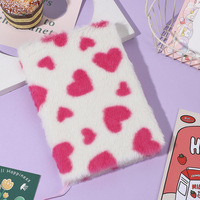 Vente flash - Carnet A5 en fourrure de lapin colorée à motif cœur pour la Saint-Valentin - Cadeau pour étudiants