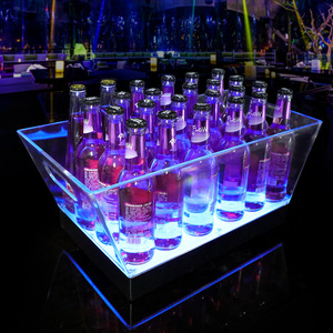 QIAQIA Boat Shape LED Ice <b>Bucket</b> 24 Bottle Transparent <b>Plastic</b> Party Bar KTV Beverage Cooler - Product Image 2