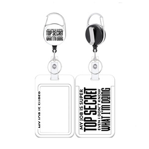 Cross-border black I JUST fun word badge scroll keychain with back <b>clip</b> for ID and car key protection - Product Image 1