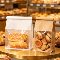 Sacs à pain en kraft à fond carré personnalisés, sacs à pain transparents, emballages en plastique, sacs à pain blancs et bruns, sacs en papier kraft pour la cuisson du pain