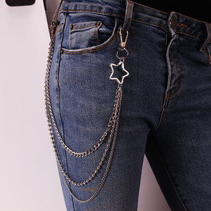 โซ่โลหะรูปดาว สไตล์ฮิปฮอป สีเงิน หลายชั้น เครื่องประดับแฟชั่นสำหรับทุกเพศ ใช้ได้ทุกวัน ผลิตจากโลหะผสมสังกะสี - Product Image 4