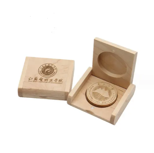 Mini disque U rotatif rond en bois personnalisé 8g 16g 32g 64G cadeau haut de gamme clé USB en bois