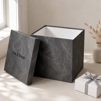 Caixa de Presente com Tampa de Mármore Cinza Carvão, Impressão Personalizada, Rígida, Resistente, Reciclável, Premium, Fornecimento Direto de Fábrica