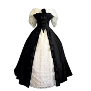 2025 Lolita vita pizzo Color block Sexy abito monospalla donna abito gotico abbigliamento europeo - Product Image 4