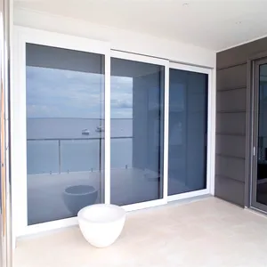 Pintu Geser Kaca Kustom, dengan Engsel Pintu Kaca Panggangan Stainless Steel Interior Modern Pintu Kaca Asap