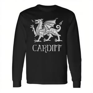 T-shirt promotionnel à manches longues et débardeur avec drapeau du dragon gallois de la ville de Cardiff, Pays de Galles (Wales/Cymru) - Product Image 2