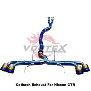 Sistema de Escape de Alto Rendimiento Vortex de 102MM en Titanio para Nissan GTR R35 VR38DETT, Diseño Recto Azul Quemado - Product Image 2