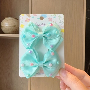 Nuevas Pinzas para el Cabello Estilo Coreano, Lindas Pinzas para el Cabello de Bebé Hechas a Mano, Pequeñas Pinzas con Lazo de Perlas y Tela, Accesorios para el Cabello de Niños - Product Image 6