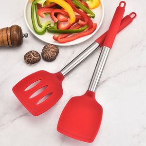 Wholesale High Quality Kitchen Accessories Stainless Steel Handle Non-stick Pan Heat Resistant Black <b>Silicone</b> Spatula - Product Image 3
