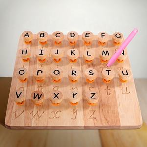 Planche <span class=keywords><strong>de</strong></span> <span class=keywords><strong>suivi</strong></span> en bois pour enfants, apprentissage des lettres Double face, alphabet cognitif Montessori, jouets éducatifs en bois - Product Image 4