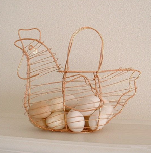 Panier à oeufs en fil métallique avec poignée en métal Panier décoratif pour oeufs de poulet de ferme Conteneur organisateur - Product Image 4