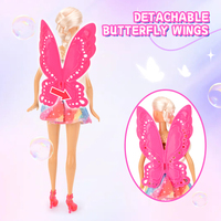 Juego de Muñecas de Sirena y Hada de las Flores Azules, Muñeca de Plástico con Múltiples Articulaciones Móviles, Juguete Educativo de Vestir para Niñas