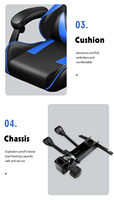 Fauteuil de bureau ergonomique de course et d'e-sport en cuir avec cadre en acier inoxydable, dossier et accoudoirs réglables, pivotant