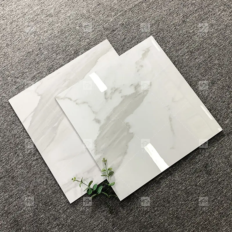 600x600 800x800 Porcelanato piastrelle smaltate a corpo intero lucidato superficie lucida Carrara bianco marmo stile mattonelle