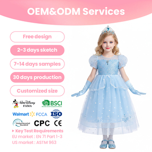 Disfraz de Princesa de Hielo para Niñas, Directo de Fábrica, Personalizado, con Falda Azul y Capa, para Fiestas de Cumpleaños, Cosplay y Disfraces - Product Image 1