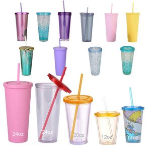 Vasos Reutilizables para Café Helado, Libres de BPA, de Plástico Transparente, con Doble Pared y Tapa Plana - Product Image 1
