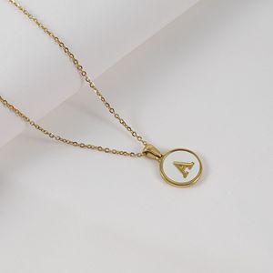 Zogxin Letter Necklace 18K Gold Plated Round Pendant Women's Minimalist Clavicle Chain Jewelry - Product Image 3