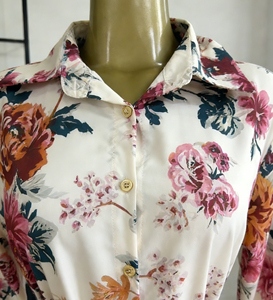 レディース 花柄プリント シャツワンピース ボタンフロント カジュアル ナチュラル ミディドレス 春夏 デイリーウェア ファッション 花柄ドレス - Product Image 4