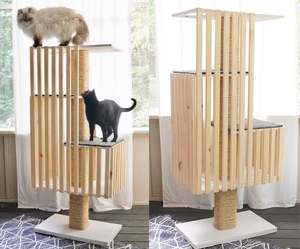 लक्जरी आधुनिक इनडोर के लिए प्रीमियम पालतू condo, टिकाऊ बिल्ली कुत्तों के बाद बहु-स्तरीय ठोस लकड़ी टॉवर सिसल खरोंच के बाद - Product Image 2