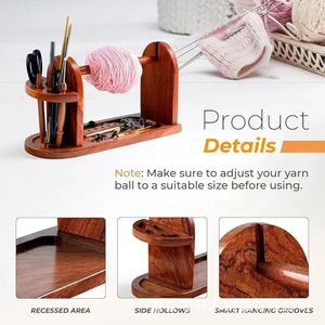 Nuevo estante giratorio multifuncional de madera maciza para hilo, estante de almacenamiento de hilo de alto rendimiento para tejer a mano - Product Image 5