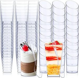 90ml xiên mở nhựa dùng một lần PS Cup trong suốt đường chéo thiết kế cho bánh Jelly Kem Mousse - Product Image 1