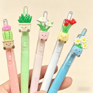 ปากกาเจลลายพืช 0.5 มม. หมึกสีดำ แบบกดปิด หัว ST อุปกรณ์เครื่องเขียนสำนักงาน อุปกรณ์เขียน - Product Image 3