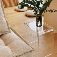 Table d'appoint moderne en acrylique transparent avec bords arrondis, 18 pouces de hauteur, table compacte pour chambre à coucher, école et hôpital