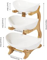 Présentoir à fruits à plusieurs niveaux en gros – Support de rangement en bois à 3 niveaux pour légumes et fruits avec assiettes en céramique