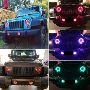 Faro de 7 pulgadas + luz antiniebla de 4 pulgadas, proyector redondo de ojo de Ángel, luces de Halo, señal de giro RGB DRL para Jeep - Product Image 6