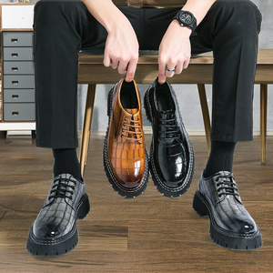 Chaussures habillées d'été confortables à enfiler pour hommes, gris, marron, noir, à semelle épaisse compensée, tailles 38-45 - Product Image 2