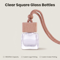 Bouteilles de parfum de voiture en verre de forme carrée 7ml 8ml 9ml 10ml Diffuseur de voiture suspendu vide avec joint de pulvérisateur de pompe