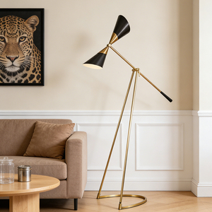 Lámpara de pie industrial moderna de cobre para decoración de interiores, de un solo cabezal, para sala de estar y dormitorio, con protección ocular - Product Image 1