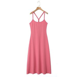 Robe midi dos nu pour femme Happy Plus, couleur unie, coton, grande taille, coupe trapèze, taille naturelle, style simple N8953 - Product Image 2