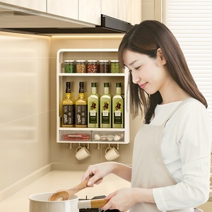 Kitchen Accessories Home Storage   Organization Organizer Rack Full Range Spice Racks Wall-mounted Non-perforated Storage Rack