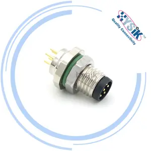M8传感器电缆连接器前安装印刷电路板安装母插座2 3 4 5 6针IP67防水316不锈钢连接器