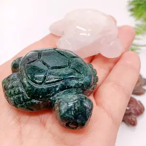 Groothandel Bulk Kristal Houtsnijwerk Rozenkwarts Obsidiaan Schildpad Hand Gesneden Kristallen Animal Tortoise