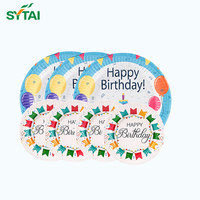 Assiettes jetables en papier enduites Sytai, robustes, multicolores, de 6 à 10 pouces, de qualité alimentaire, personnalisables pour anniversaire