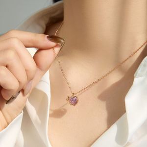 Collier pendentif cœur tulipe en argent 925 plaqué or rose rhodié avec zircone 5A, design élégant Dylam pour femmes - Product Image 3