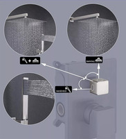 Douche murale dissimulée à poignée unique en acier inoxydable, finition céramique noire, pommeau de douche carré pour hôtel et appartement